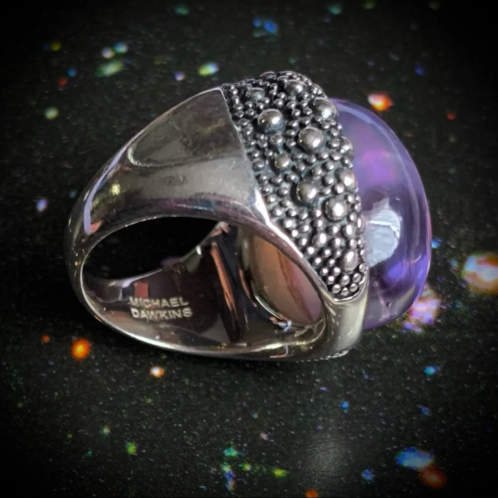 Glowing Amethyst Orb Sterling Silver ring - Picture 5 of 14